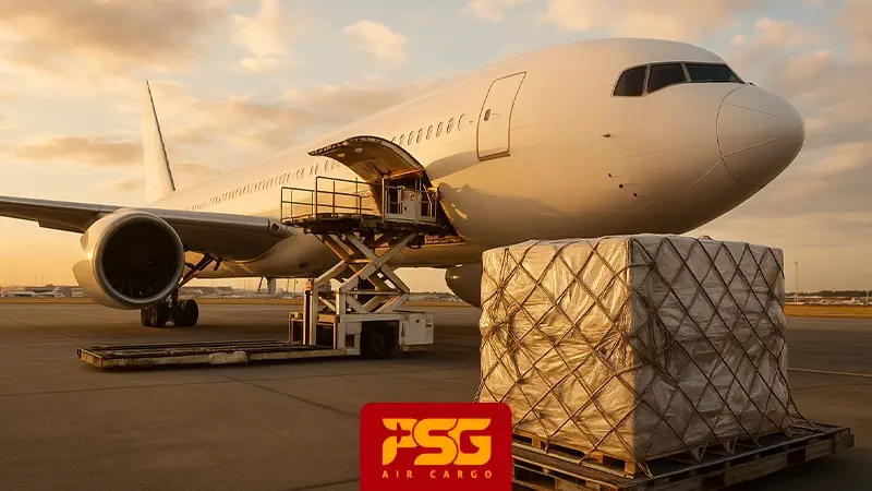 sending cargoes by an air plane. 