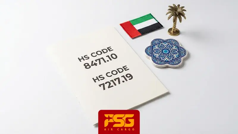A UAE flag with two different HS Codes