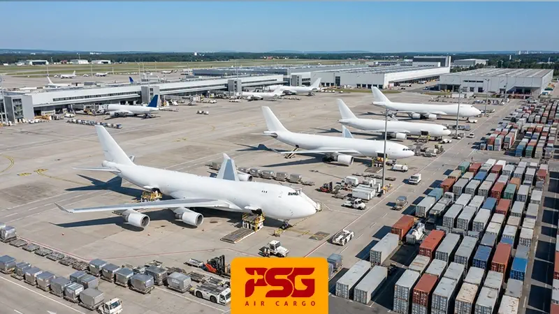 An airport full of cargoes in the UAE